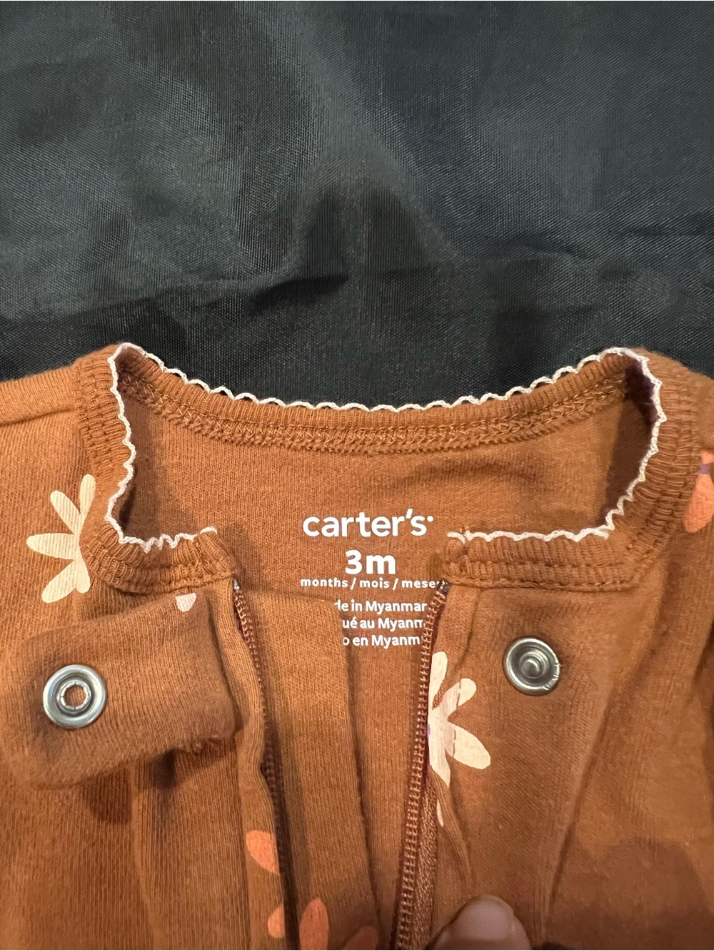Carter's Rust Brown Floral Hedgehog Footed One-Piece - Picture 4 of 7